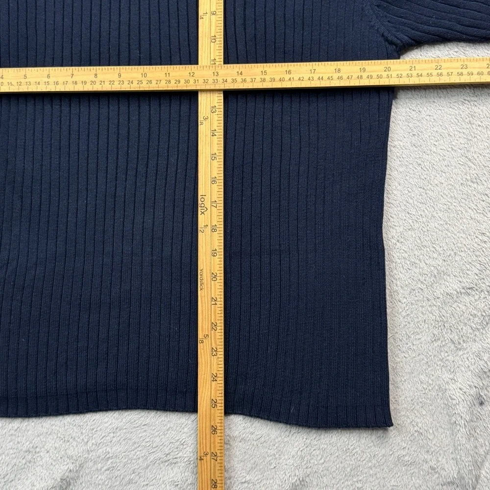 Brooks Sport Mens Navy Blue Ribbed V-Neck Cotton Sweater Size Med Long Sleeve